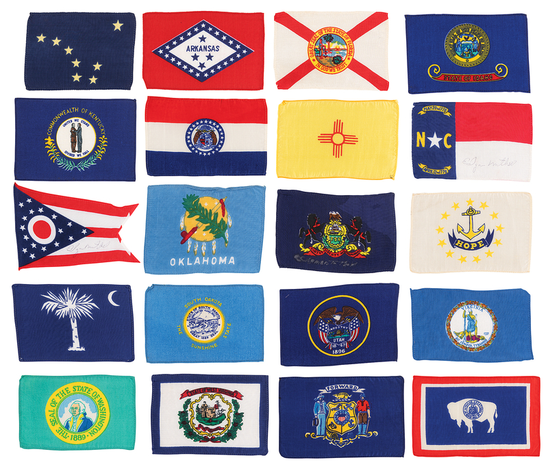 Lot 8312 Apollo 14 Flown State Flags (20) - From the Personal Collection of Edgar Mitchell