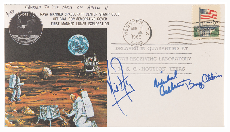 Lot 8175 Apollo 11 Crew-Signed 'Type 1' Quarantine Cover, ?Carried to the Moon on Apollo 11? - Flown Cover from the Personal Collection of Buzz Aldrin