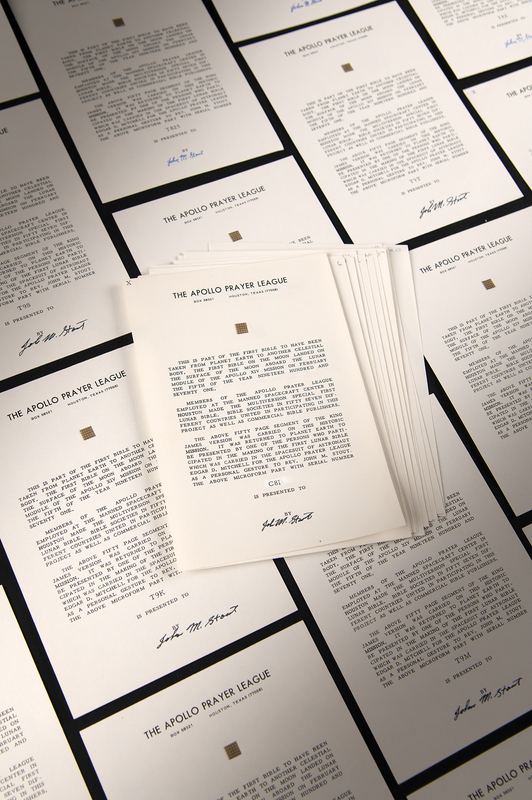 Lot 8313 Apollo 14 Collection of (36) Flown Lunar Bible 50-Page Text Fragments