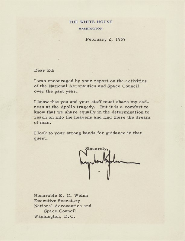 Lot 8126 Lyndon B. Johnson Typed Letter Signed, Persevering after the Apollo 1 Tragedy: 