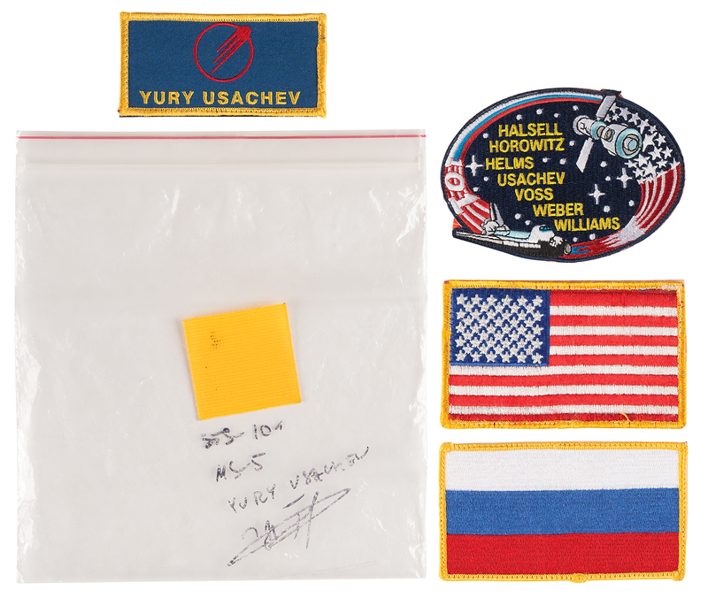 Lot 8588 STS-101/ISS Flown ACES Patches (4) - From the Personal Collection of Yury Usachev