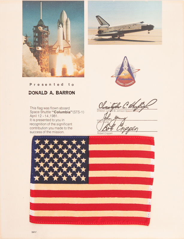 Lot 8557 STS-1 Flown Flag