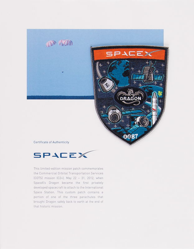 SpaceX Dragon Employee Patch with Flown Parachute Fabric | RR Auction
