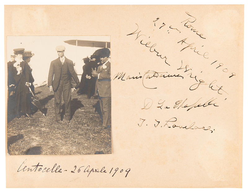 Lot 8003 Wilbur Wright Signature, with Early Aviation Mechanics and Pilots (Rome, 1909)