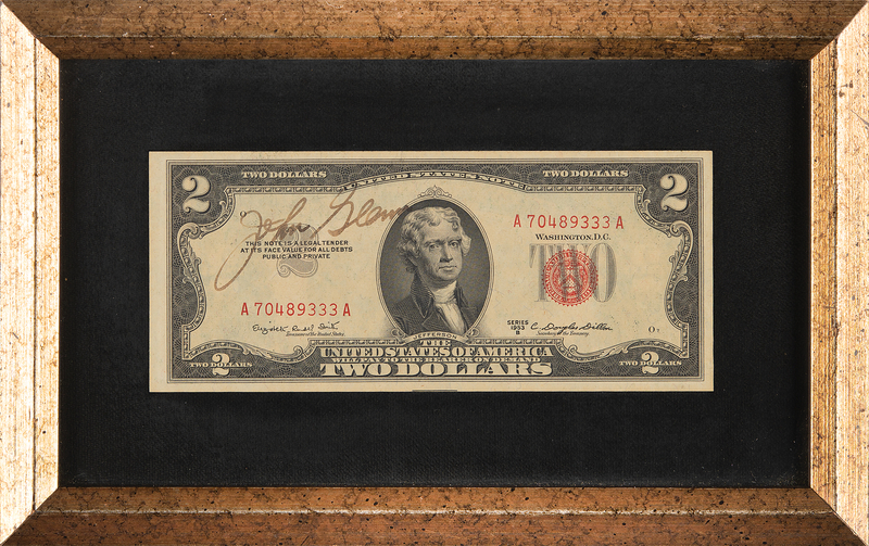 Lot 8046 John Glenn Signed $2 Dollar Bill