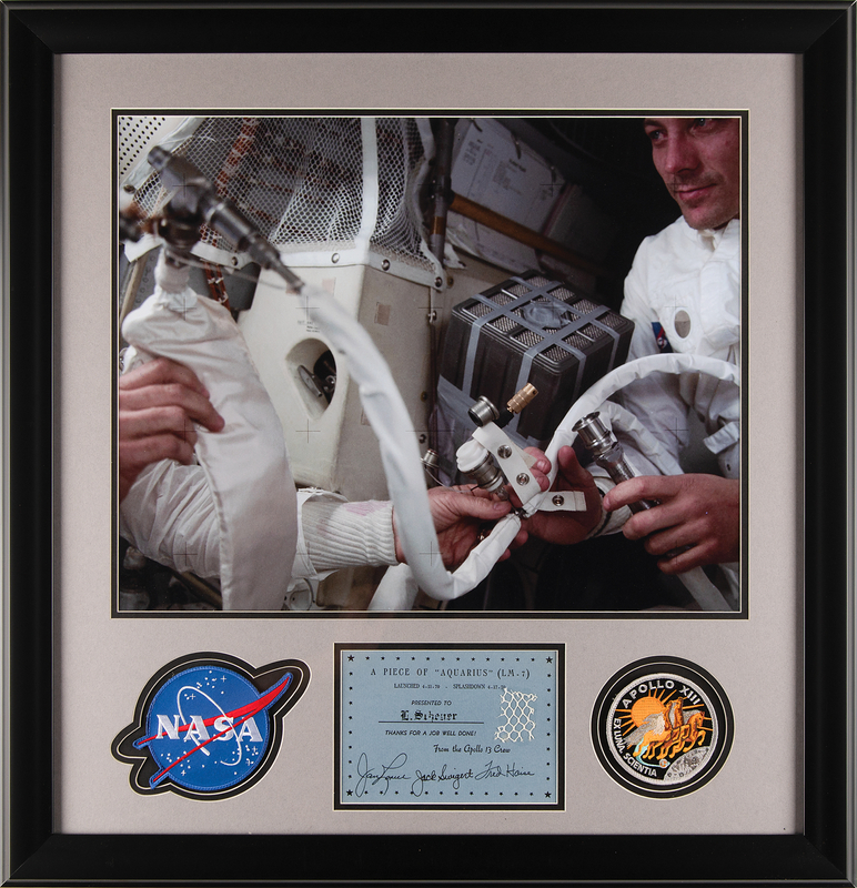 Lot 8284 Apollo 13 Crew-Signed Flown Lunar Module Netting Presentation