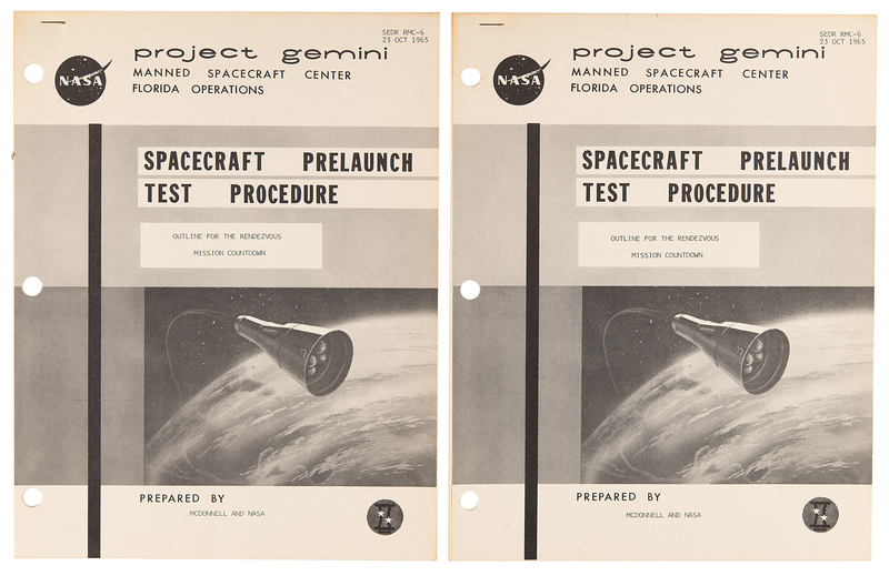 Lot 8100 Gemini 6 'Outline for the Rendezvous Mission Countdown' Manual - Presented to a Project Gemini Medical Director