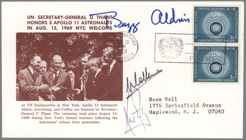 Lot 8198 Neil Armstrong and Michael Collins Signed Commemorative Cover - From the Collection of Skylab Astronaut Ed Gibson