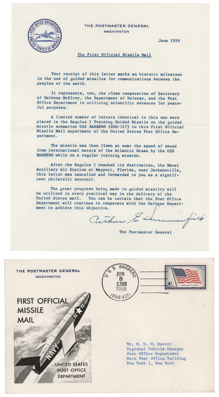 Lot 8016 Missile Mail: Regulus I Flown Cover