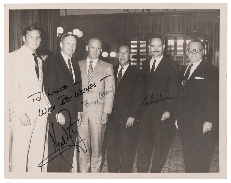 Lot 8195 Apollo 11 Signed Photograph - Pictured at Houston's Rice Hotel Two Days After Leaving Quarantine