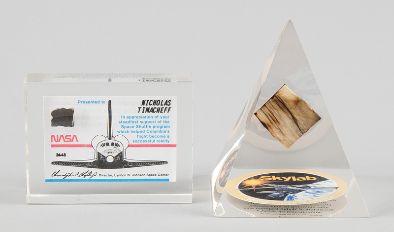 Lot 8526 Skylab Flown Fragment and Space Shuttle Columbia Heat Shield Fragment