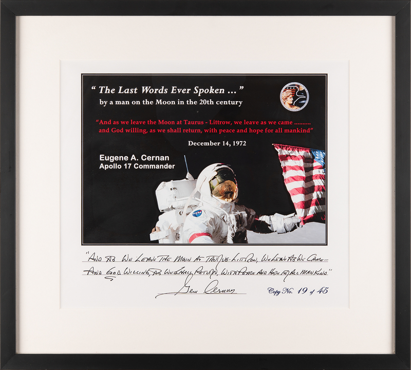 Lot 8411 Gene Cernan Signed Print - 'The Last Words Ever Spoken' (Ltd. Ed. #19/45)