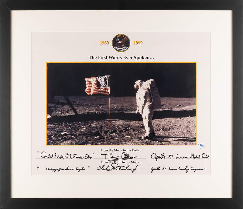 Lot 8220 Buzz Aldrin and Charlie Duke Signed Print - 'The First Words Ever Spoken' (Ltd. Ed. #93/99)