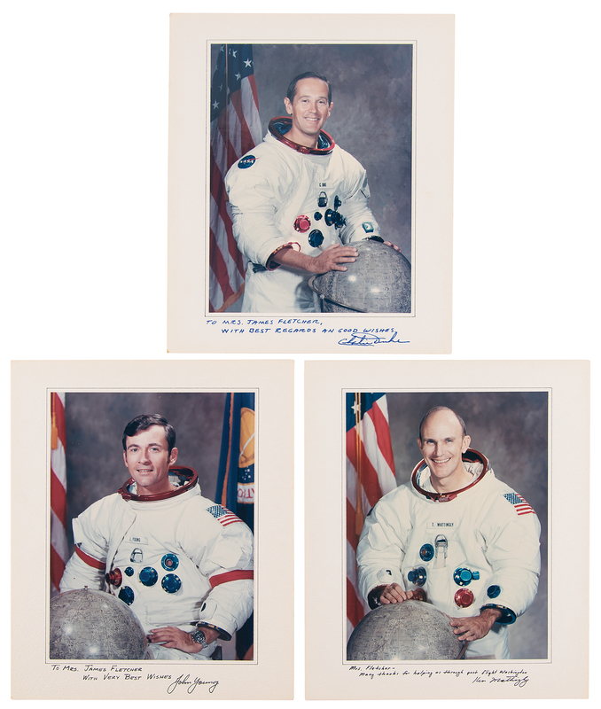 Lot 8372 Apollo 16 (3) Signed Photographs - Young, Duke, and Mattingly