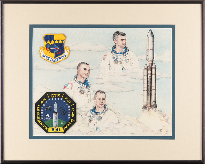 Lot 8125 Apollo 1 Memorial Print with (2) Embroidered Patches (Ltd. Ed #8/15) - 20.25˝ x 16.25˝