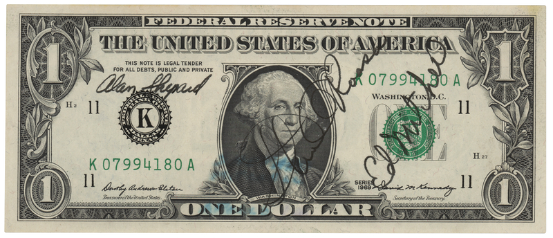 Lot 8303 Apollo 14 Crew-Signed $1 Dollar Bill