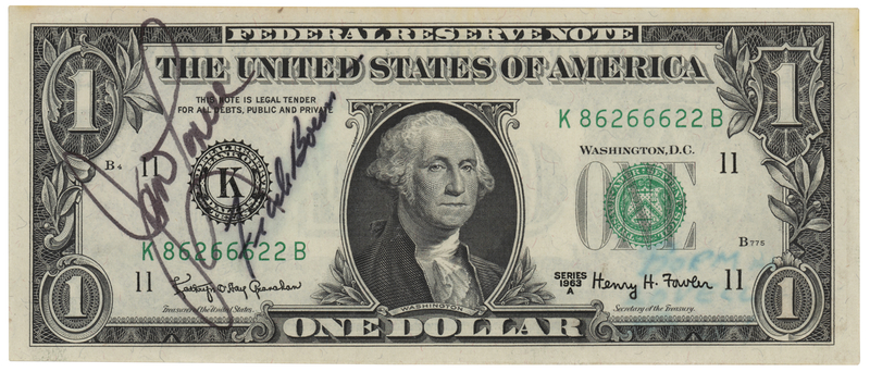 Lot 8140 Frank Borman and James Lovell Signed $1 Dollar Bill