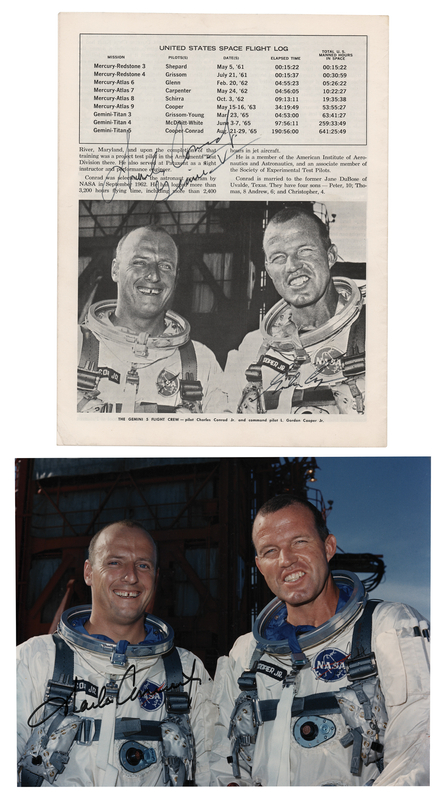 Lot 8099 Gemini 5 Crew-Signed Photograph and NASA Fact Sheet