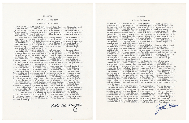 Lot 8048 John Glenn and Deke Slayton Signed Souvenir Typescripts