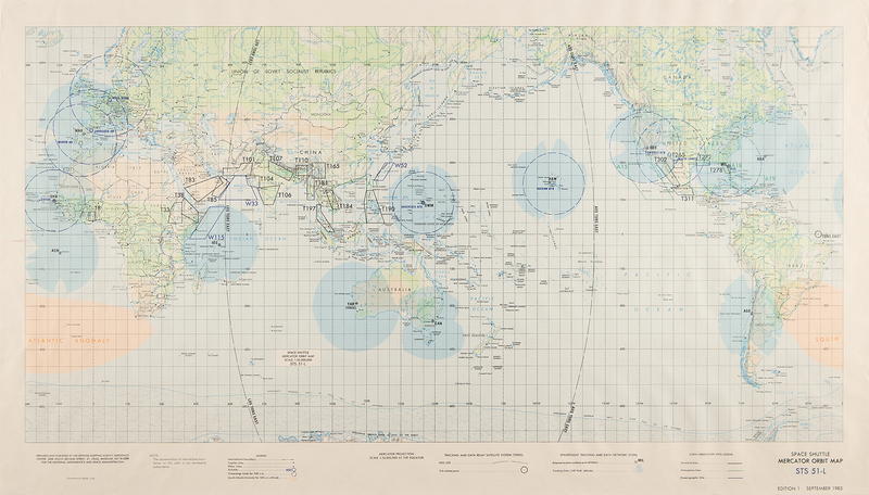 Lot 8556 STS 51-L Mercator Orbit Map