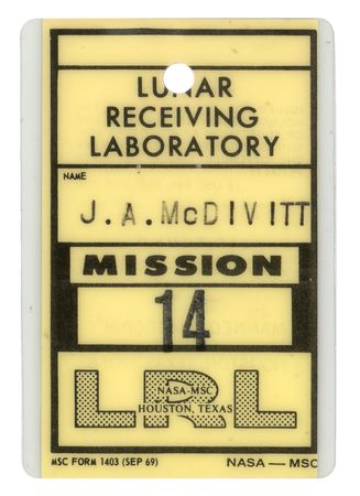 Lot #8299 Jim McDivitt's Apollo 14 Lunar Receiving Laboratory Badge - Image 1