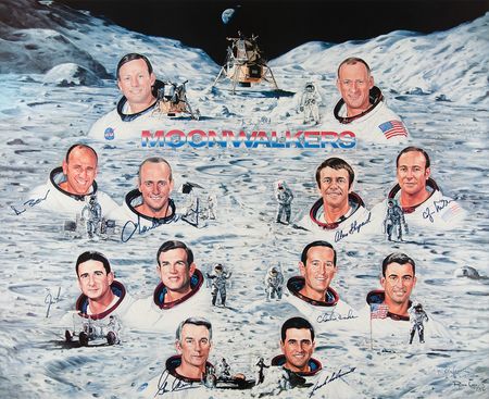 Lot #8442 Moonwalkers (9) Signed Limited Edition Lithograph by Ron Lewis (#303/1000) - Image 1