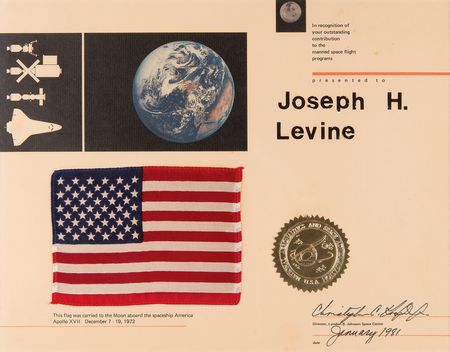 Lot #8391 Apollo 17 Flown American Flag - Image 1