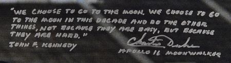 Lot #8377 Charlie Duke Signed Photograph with JFK Quote: 
