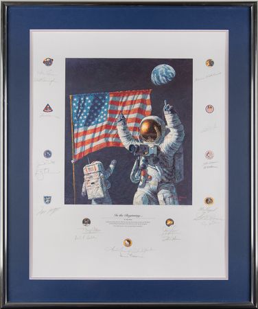 Lot #8432 Apollo Astronauts (20) Multi-Signed Print by Alan Bean - 'In the Beginning' (Ltd. Ed. #223/1000) - Image 2