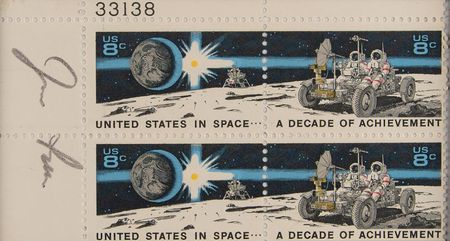 Lot #8356 Jim Irwin Signed Stamp Blocks and Signed Photograph - Image 2