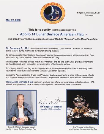Lot #8315 Apollo 14 Lunar Surface-Flown American Flag - From the Personal Collection of Edgar Mitchell - Image 4