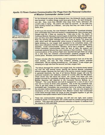 Lot #8281 Apollo 13 Flown Communication Earplugs - From the Personal Collection of James Lovell - Image 4