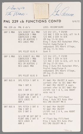 Lot #8700 Apollo 17 Flown Command Module Cue Card Signed and Flight-Certified by CDR Gene Cernan - Image 1