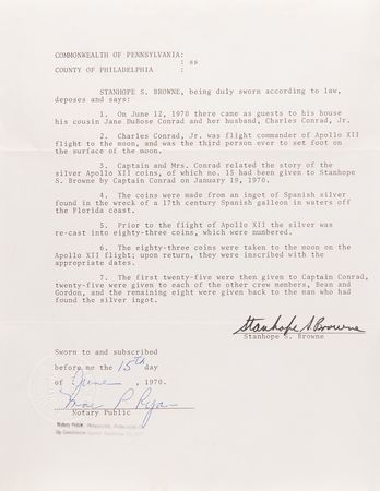 Lot #8242 Apollo 12 Flown 'Spanish Treasure' Robbins Medallion - From the Personal Collection of Charles Conrad - Image 6