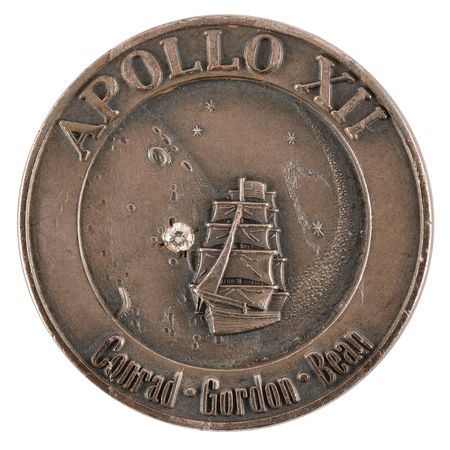 Lot #8243 Apollo 12 Flown 'Spanish Treasure' Robbins Medallion - One of 22 Wives' Pins with Inset Diamond - From the Personal Collection of Charles Conrad - Image 1