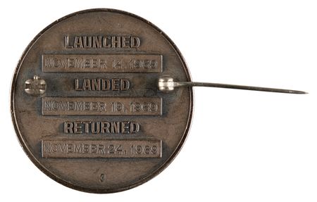 Lot #8243 Apollo 12 Flown 'Spanish Treasure' Robbins Medallion - One of 22 Wives' Pins with Inset Diamond - From the Personal Collection of Charles Conrad - Image 2