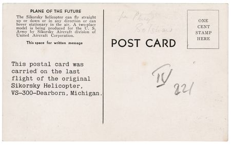 Lot #8018 Igor Sikorsky Signed Postcard - Image 2