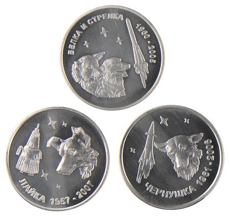 Lot #8652 Russian Space Dog Coins (3) - Minted with Flown Metal - Image 1