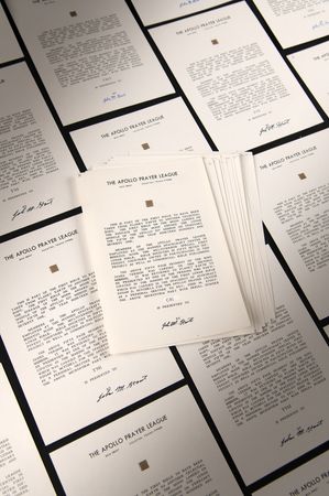 Lot #8313 Apollo 14 Collection of (36) Flown Lunar Bible 50-Page Text Fragments - Image 1