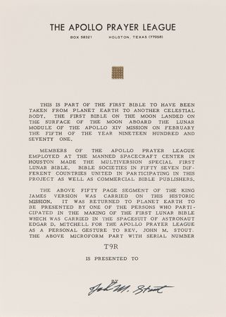 Lot #8313 Apollo 14 Collection of (36) Flown Lunar Bible 50-Page Text Fragments - Image 31