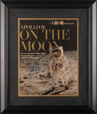 Lot #8197 Apollo 11 Crew-Signed Magazine Cover - Special 'On the Moon' Edition of Look - Image 1