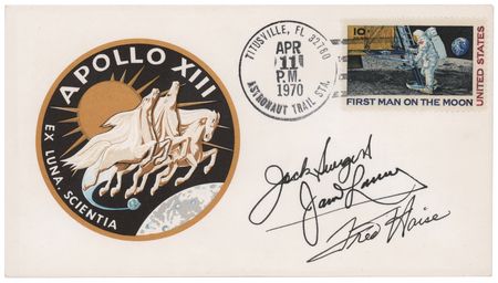 Lot #8273 Apollo 13 Crew-Signed Launch Day Cover
