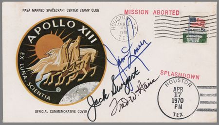 Lot #8274 Apollo 13 Crew-Signed 'Mission Aborted' Cover - Image 1