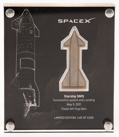 Lot #8624 SpaceX Starship SN15 Flown Aft Flap Skin