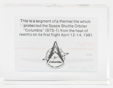 Lot #8558 STS-1 Flown Heatshield Lucite Display - Image 2