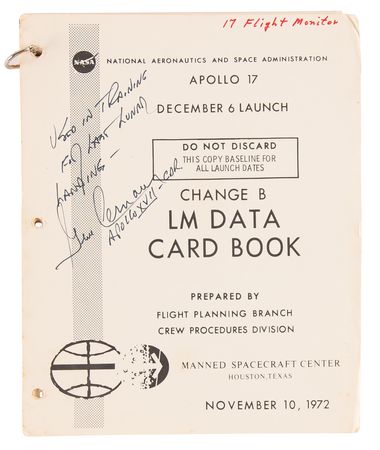 Lot #8449 Apollo 15, 16, and 17 Training-Used ?LM Data Card Book? Manuals - Signed and Certified by Dave Scott, Charlie Duke, and Gene Cernan - Image 6