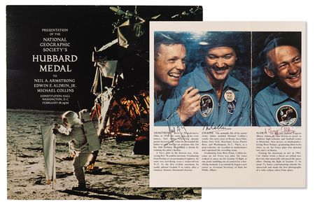 Lot #8188 Apollo 11 Signed Hubbard Medal Program (National Geographic Society) - Image 1