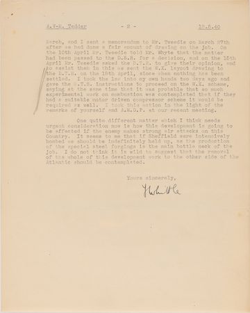 Lot #8008 Frank Whittle Archive with a Confidential First Report on the Turbojet Engine (1 of 5 Copies) and (3) Signed Documents - Image 15