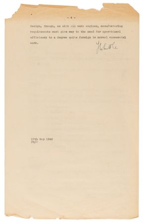 Lot #8008 Frank Whittle Archive with a Confidential First Report on the Turbojet Engine (1 of 5 Copies) and (3) Signed Documents - Image 7