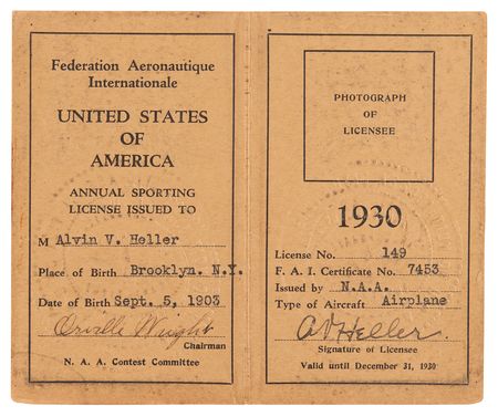Lot #8001 Orville Wright Signed Pilot's Sporting License - Image 1